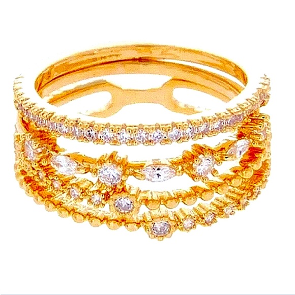 NIB RARE Uncommon James 2020 Demi Fine CZ Stacking Ring Set 14k AAA Sim.Diamonds - Picture 1 of 6